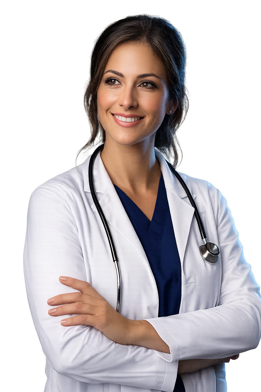 Healthcare professional in a white coat